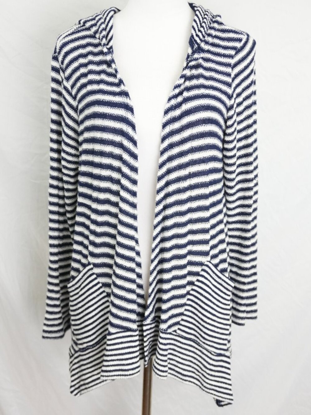 LNC Christopher & Banks Womens Large Hoodie Cardigan Sweater Open Front Two Pock